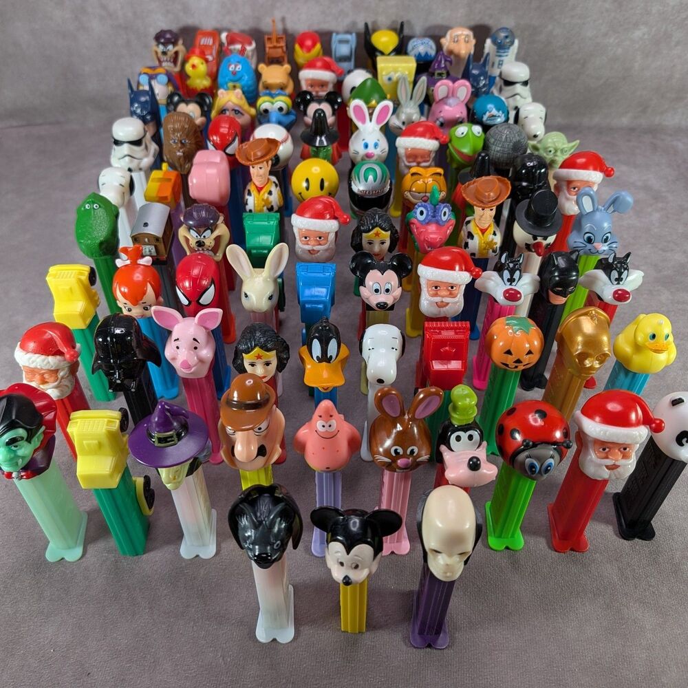 Huge Lot 93 Loose PEZ Dispensers Star Wars Disney Holiday Marvel & 2 Books